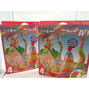 Cra-Z-Art Neon Sand Art Craft Kits Lot of 2 with Shaped Bottles Funnel